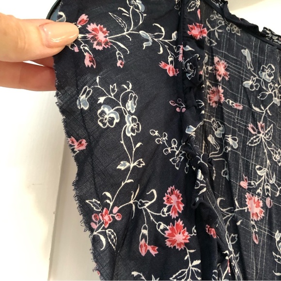 Paige Paletta jumpsuit navy and primrose floral crop lined legs belted S - Picture 7 of 13